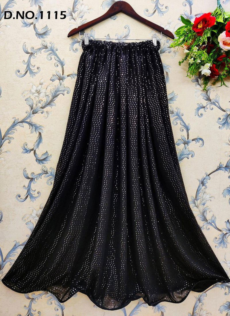 Black Colour Latest Fancy Exclusive Western Party Wear Crepe Heavy Georgette With Sequence Print Work Skirt Collection 1115